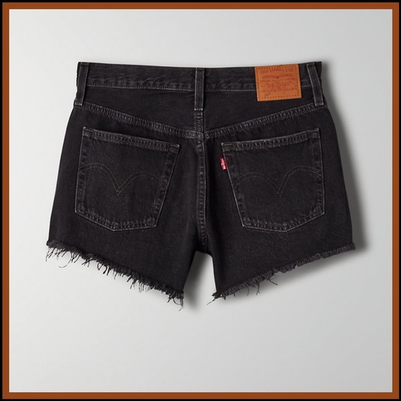 BLACK 501 LEVIS HIGH-RISE CUT-OFF SHORTS Sz 28 - Picture 5 of 13